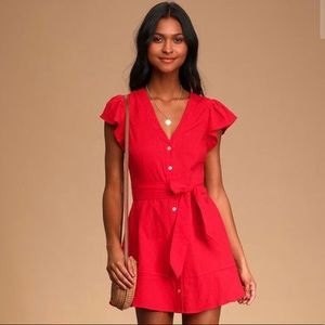 Red Lulu’s Button-Up Mini Dress